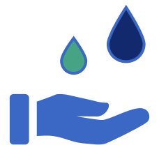 Icon of hand with water droplets
